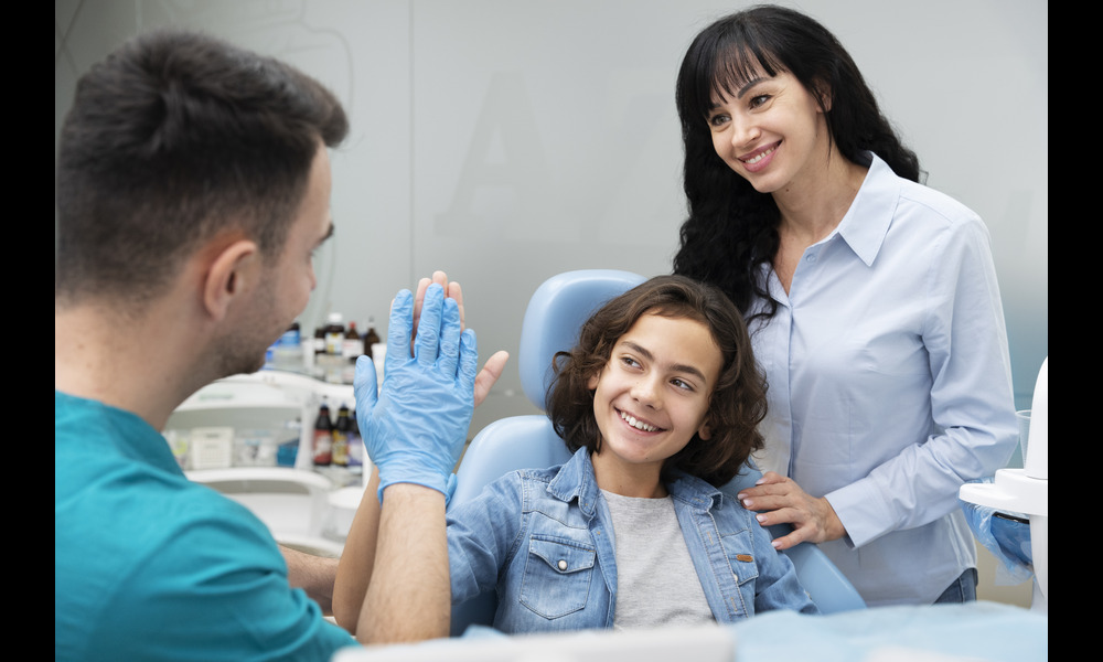 A girl at her family dentistry for regular dental checkup