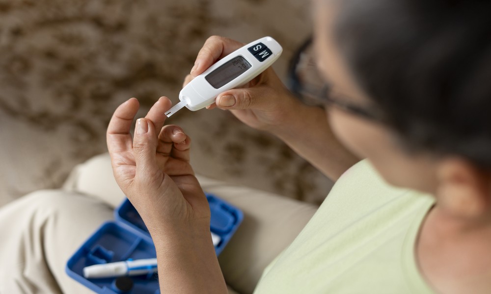 Woman checking diabetes affect on teeth and overall health